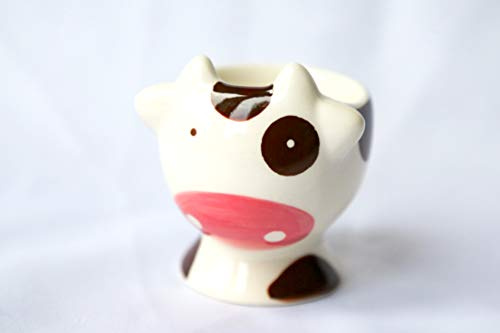 redchocol8 Coquetier en céramique peint à la main en forme de vache représentant un animal de la ferme (1)
