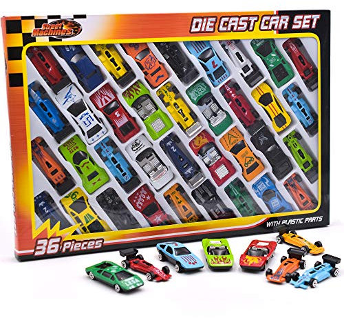 36 Piece Die Cast Metal Toy Cars Diecast Mini Racing Vehicles for Kids, Convertibles, F1, Sports Cars, Model Collector Cars Gift Playset