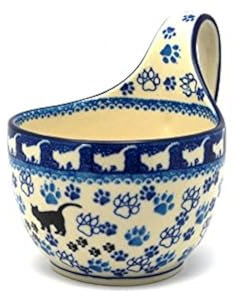 Polish Pottery Loop Handle Bowl - Boo Boo Kitty