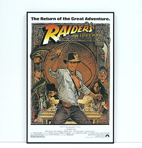BaikalGallery Cartel Enmarcado EN Busca del Arca PERDIDA (Raiders of The Lost Ark, 1981) TAMAÑO 50X75CM (F1032)- Moldura de Aluminio Mate Color Negro - Montaje en Panel Adhesivo (Foam)