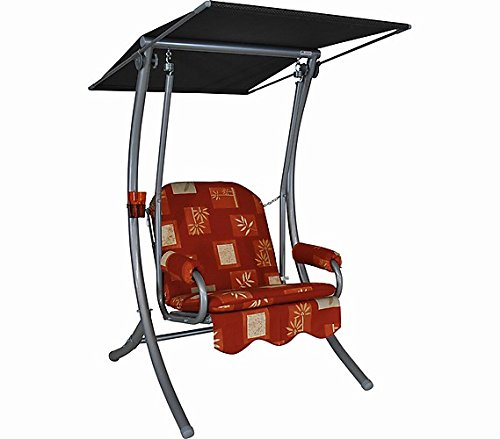 Angerer Freizeitmöbel GmbH Hollywoodschaukel 1-Sitzer Primero - Gartenschaukel Made in Germany - Schaukel zum Sitzen und Entspannen - einfache Montage (Orange-Schwarz getreift)