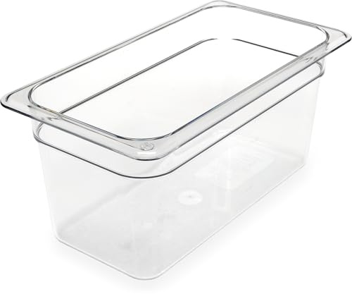 Carlisle FoodService Products Storplus Food Storage Container Food Pan, Chafing Pan with Spoonable Corners for Catering, Buffets, Restaurants, Polycarbonate (Pc), 1/3 Size 6 Inches Deep, Clear