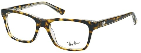 Ray-Ban Junior Kids' RY1536 Square Prescription Eyeglass Frames, Dark Havana On Transparent/Demo Lens, 48 mm