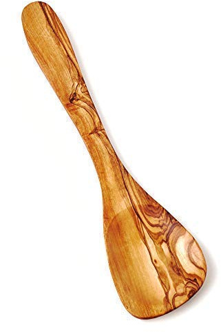 das Olivenholzbrett® Pfannenwender klassisch mit Vertiefung 30cm | Hochwertiger Küchenhelfer aus Olivenholz/vielseitig einsetzbar/ Kochlöffel aus Holz/ perfekt für jede Küche