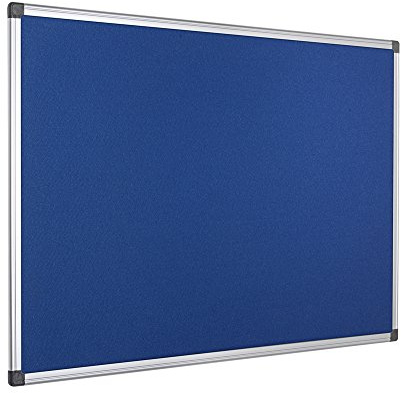 Bi-Office Pannello In Feltro Maya Con Cornice In Alluminio, Bacheca Con Superficie Di Feltro Liscia Blu, 120 x 90 cm