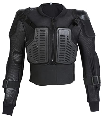Texpeed - Kinder Motocross jacke mit Rückenprotektor für sportliche Aktivitäten - Brustschutz - Schwarz - 8 Jahre