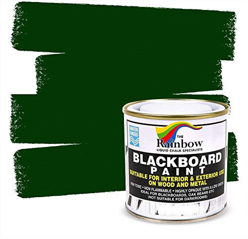 Rainbow Chalk Markers Blackboard Paint, Matt Green Chalkboard Paint, 250ml | Water Based & Non-Toxic; For Dry Chalk Sticks & Liquid Markers; Interior & Exterior Use on Wood, Metal, Wall, Glass