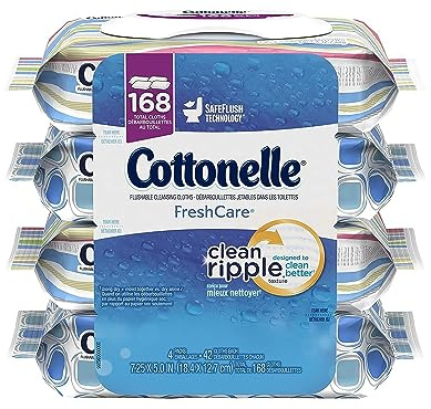 Cottonelle Fresh Care Flushable Cleansing Cloths, 42 Sheets, Count of 4 (packaging may vary)