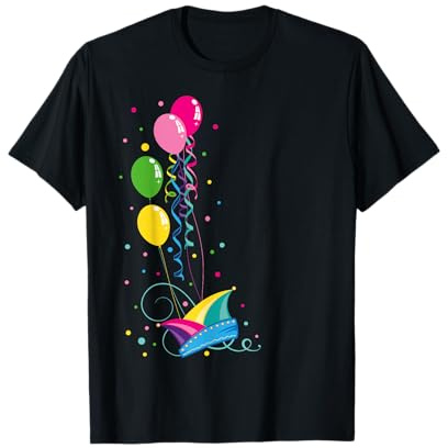 Karneval Fasching T-Shirt Narrenkappe Luftballons Konfetti T-Shirt
