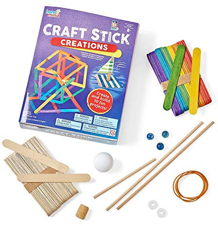 Learning Resources Basteln mit Bastelstäbchen, 10 naturwissenschaftliche Experimente, Aktivitätsbuch für Kinder von 9 bis 12 Jahren, MINT-Spielzeug und bunten Holzstäbchen für MINT-Aktivitäten