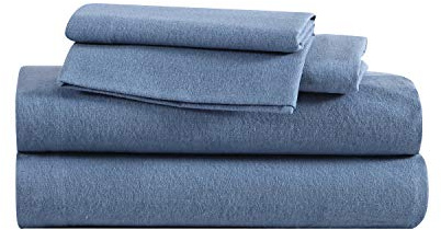Eddie Bauer - Flannel Sheets Twin Size, Anti-Pilling & Wrinkle Resistant Cotton, Touchably Soft for All-Season Comfort - Bed Sheets with Matching Pillowcase & Fitted Sheet (Solid Blue)