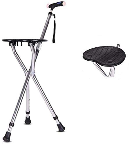 Klapphilfe Sitzstock Gehstock und Stuhl Sitz Cane Travel Chair Leichter und robuster 3-Bein-Spazierstock - Dreibeinstock mit Hocker für Garten Angelhocker für Campingveranstaltungen