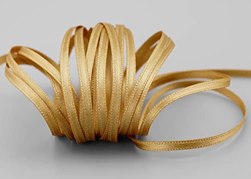 50 m x 3 mm Satinband GOLD (634) doppelseitiges Schleifenband aus Satin ohne Draht goldenes Geschenkband Deko Band double face Dekoband Dekorieren Kordel Basteln