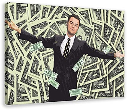 Filmposter The Wolf of Wall Street 35, Leinwand, Schlafzimmer, Dekoration, Sport, Landschaft, Büro, Raumdekoration, Geschenk, 50 x 75 cm, Rahmen: