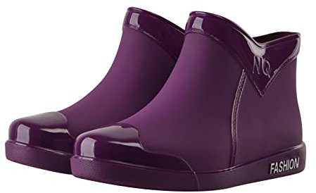 FNKDOR Gummistiefel Damen Kurz Weitschaft Flach Regenstiefel