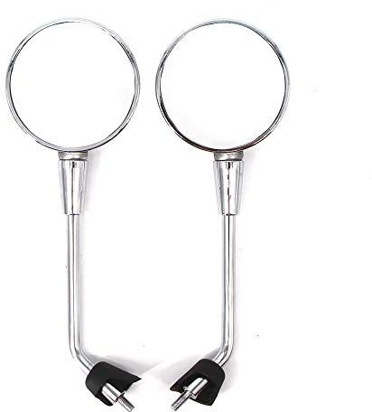 E-MARK Motorcycle Rear View Mirror 4 Handlebar Round OEM Chrome with 8mm Bolt, Compatible with Vespa Primavera 50 125 150 Elettrica chrome CM182101 CM82101 CM261901