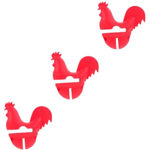 BESTonZON 3pcs Silicone Pot Lid Lifter Rooster Design Spill Stopper for Home Kitchen