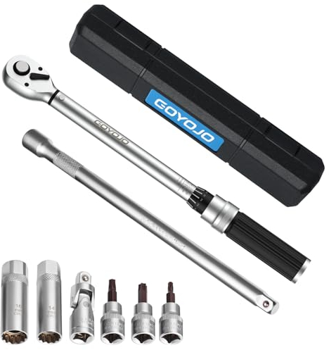 GOYOJO Drehmomentschlüssel Auto 3/8 10-60Nm, Motorrad & Fahrrad Drehmomentschlüssel Set, ±3% Genauigkeit, 0,5 Nm Micro Anpassungen, Drehmomentschlüssel Klein 72 Zahn umgekehrter Ratschenkopf
