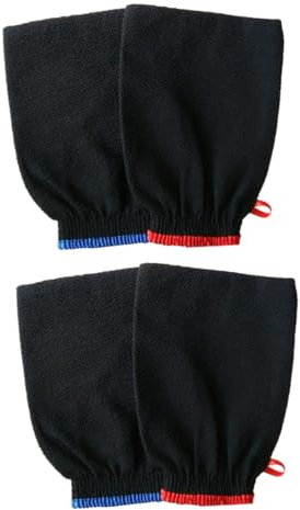 POPETPOP 4 Stück Peeling-Handschuhe natürliches Duschluffa Bräunungshandschuh für den Rücken schwarze Handschuhe Badehandschuh Peeling Badehandschuh Schrubber ein Bad nehmen Körperbürste