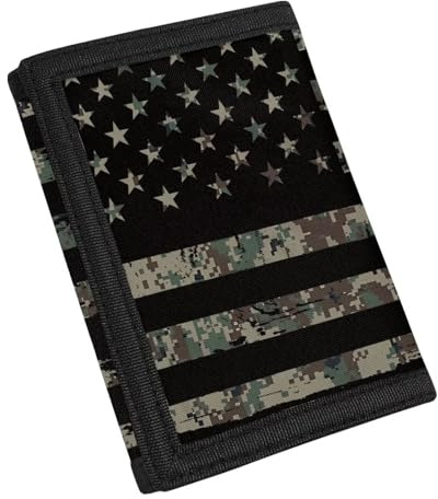 Coldinair American Flag Kids Wallets for Boys Camo Wallet for Kids Toddler Youth Ages 4-18 Trifold Coin Pocket and Card Holders, Novelty Wallet for Childrens, Camouflage Coin Bags, Green