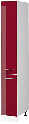 Vicco Hochschrank R-Line, Bordeaux Hochglanz, 30 cm mit Türen, zur Aufbewahrung von Haushalts- und Hobbyutensilien
