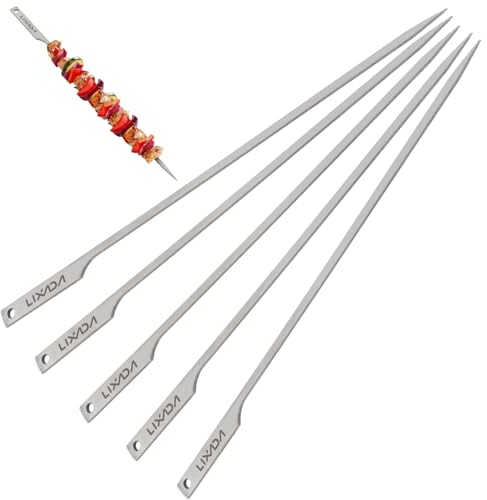 Lixada 5 stücke 10 Zoll Flache Ti Grill Spieße Outdoor Hinterhof Picknick BBQ Grillen Kabob Spieße BBQ Sticks