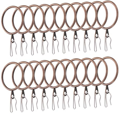 QUARKZMAN 28pcs 1,5-Pouce Intérieur Diamètre Métal Rideau Crochet Anneaux Cuivre Draperie Oeillet Coulissant Rideau Anneaux avec Épingler Draperie Crochet Rideau Tricots