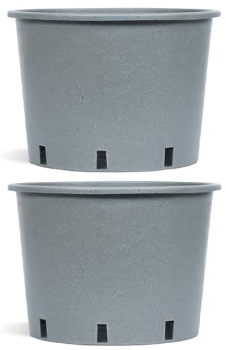Muddy Hands Pack of 2 - Eco Friendly Heavy Duty Green Plastic Plant Pots Outdoor Garden Round Nursery Herb Flower Planters (Made from Recycled Plastic) (10 Litre)