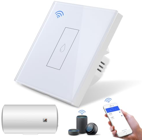 Smart Immersion Heater Timer Switch, 2.4Ghz WiFi Water Heater Switch with 5 Timer Function, Voice Control + APP Remote Control, Works with Amazon Alexa & Google Assistant