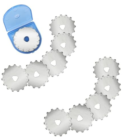 Rollschneider für Stoffpapier, 45 mm, Ersatzklingen aus Stahl, perforiert, Ersatzklingen, breite Skip-Klinge, Kantenwerkzeug für Kunst, Handwerk, Scrapbooking, Nähen, Schneiden, 10 Stück