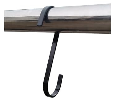DANXQ Runder Rohrhaken, flach, Edelstahl, S-Haken, multifunktionaler Metallhaken für Zuhause, Küche, Länge 11 cm, Breite 0,7 cm, Öffnung 3,3 cm, 6 Stück (schwarz)