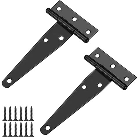 Ctyjia 2 Pezzi Cerniere per Porta, Cerniera per Cancello Legno da 4 Pollici (100mm), con Viti, Cerniere a T per Porta da Fienile, Capannone, Recinzione