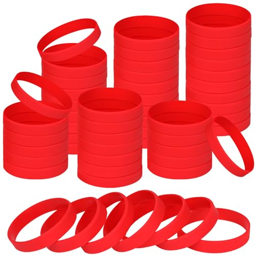NAHRMY Silicone Wristbands Blank Rubber Bracelets, 120 pcs Sports Party Silicone Elastic Wristband Bulk Bracelet bands for Events School Teacher Supplies