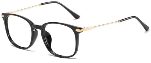 LNTICB® Blaulichtfilter Brille Computerbrille Gaming Blaulichtbrille UV Blaues Blockiert Damen Herren Ohne Sehstärke TR90 Superleichte Rahmen Brillenbeine aus Metall Retro Mindert Augenbelastung