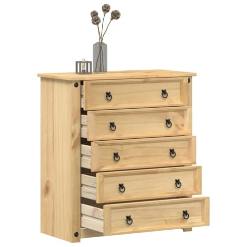 ZEYUAN Kommode Corona 80x40x89 cm Massivholz Kiefer, Kommode, Komodenschrank, Schubladenelement, Schreibtisch Schrank, Kosmetikschrank, Kleine Schrank, Schubladenkommode - 4005673