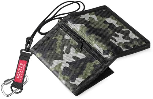 DHSWNNG Geldbörse für Jungen Teenager mit Kette Clip Karabiner, Faltbare Dreifache Portemonnaie Wallet (Tarngrün)