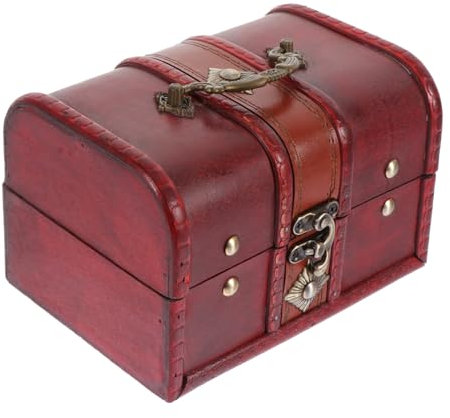 JPXXFM Boîte de Rangement en Bois Faite à la Main, étui de Rangement, Vase de Rangement Vintage, Supports à Bijoux, Organisateur de Bijoux de Bureau, décor rétro, décoration de Bureau Rouge