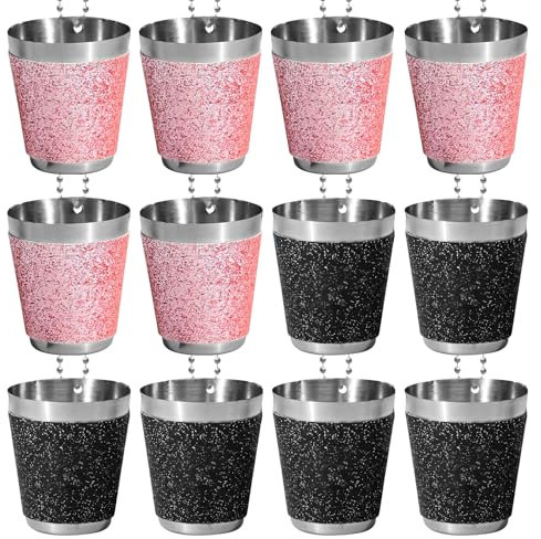 SPORWAY 12 vasos de chupito de 30 ml de metal para colgar, vasos de chupito de acero inoxidable portátiles para colgar, vasos de chupito para bodas, despedidas de soltero, carnaval, cata de vino,