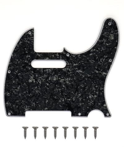 8-Loch-Tele-Schlagbrett, moderner Stil, TL-Pickguard mit Tonabnehmer-Befestigungsschraubenlöchern für Tele/Telecaster (Black Pearl)