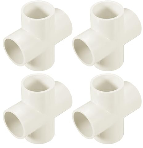 QUARKZMAN 4 Pz Raccordo PVC Croce 4 Vie PVC 1 1/4 1.3 Raccordi PVC Gomito PVC Raccordi per Tubi PVC Raccordo PVC Giunto PVC Mobili Angolari Connettore per Fai da Te Giardino Bianco