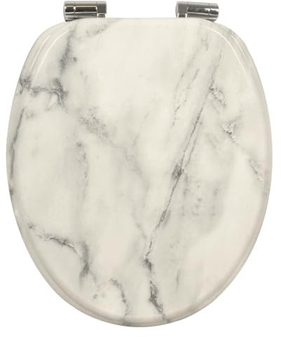 Style home Toilettendeckel WC-Sitz mit Absenkautomatik Holzkern Klobrille und Klodeckel mit Softclose-Mechanismus, O Form Toilet Seat, Belastbarkeit bis zu 300 kg, Marmor