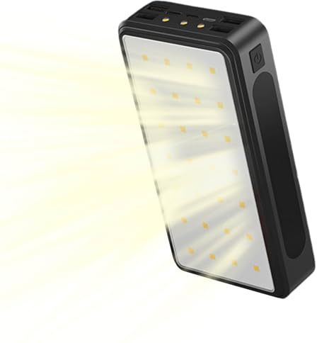 Batería Externa Solar 50000 MAh, Cargador Portátil De Carga Rápida, Power Bank Solar, Batería Externa con Linterna Potente, para Teléfonos Y Senderismo