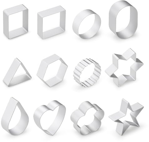 Diakey Lot de 12 emporte-pièces sans couture en alliage d'aluminium avec formes géométriques pour mariage et vacances