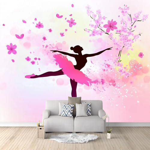 Papel pintado Panorámico bailarina ballet dibujos animados cerezo 250 x 175 cm – papel pintado no tejido – Tapiz de pared para dormitorio, sala de estar, dormitorio infantil, decoración de pared