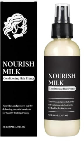 Imprimación para el cabello acondicionador de leche nutritiva, spray de baja para ablandar, hidratar intensamente, desenredar e hidratar el cabello, mejorar seco o encrespado (1pc)