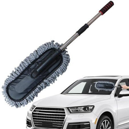 Plumero Para Limpieza De Coches - Mopa Multifuncion Para Auto Y Accesorios De Lavado,Cepillo Para Lavado De Coches | Para Principiantes en Automoción, Familia, Uso en Interior y Exterior, Garaje,