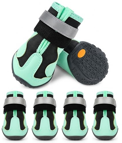 MIGOHI Sommer-Hundeschuhe, wasserdichter Pfotenschutz für heißen Gehweg, Regen und Schnee, rutschfeste Hundeschuhe für Outdoor-Wandern, Indoor-Hartböden, Booties für Hunde verhindern Lecken der Pfote