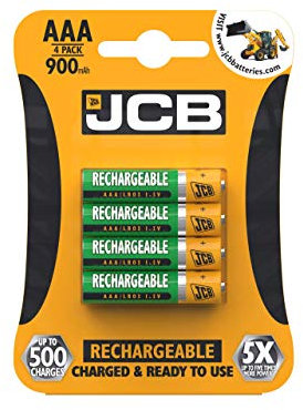 S5352 JCB AAA 900mAh Rechargeable Batteries - Pack of 4