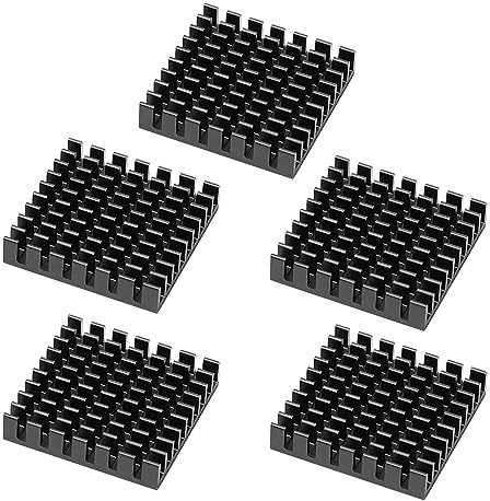 sourcing map 5 Pieces 28x28x6mm Black Aluminum Heatsink Cooler Heat Sink for Cooling 3D Printers IC Chip