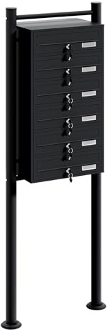 Mailbox System 6 Doors V1 black Letterbox Postbox Pillar Letter Mail Post Box